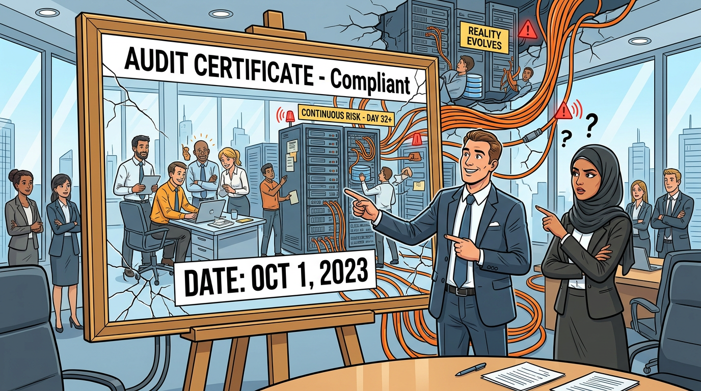 Your audit certificate has a date on it. Your risk does not.